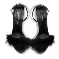 CLAUDINE 85 - Black Regina Romero High Heel Sandal Shoe for Lady in Leather