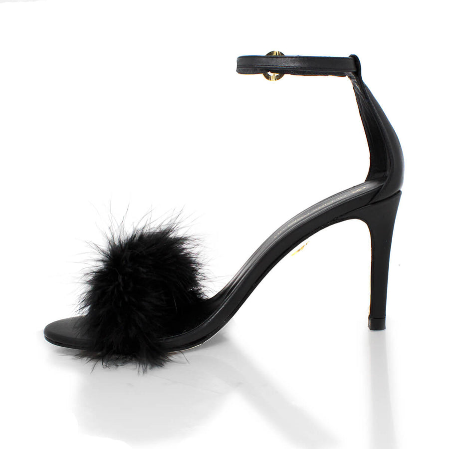 CLAUDINE 85 - Black Regina Romero High Heel Sandal Shoe for Lady in Leather