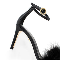CLAUDINE 85 - Black Regina Romero High Heel Sandal Shoe for Lady in Leather