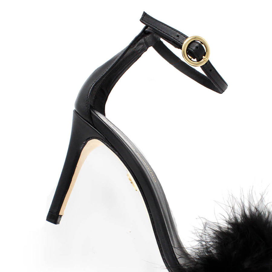 CLAUDINE 85 - Black Regina Romero High Heel Sandal Shoe for Lady in Leather
