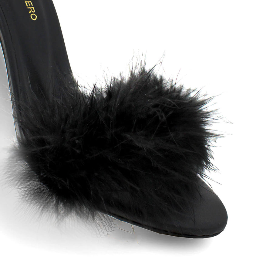CLAUDINE 85 - Black Regina Romero High Heel Sandal Shoe for Lady in Leather