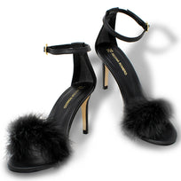 CLAUDINE 85 - Black Regina Romero High Heel Sandal Shoe for Lady in Leather