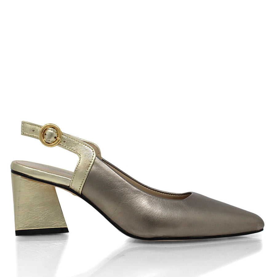 LARA 50 - Seda y Oro Regina Romero Zapato Zapatilla Tacon Bajo Para Dama en Piel