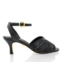 LIKA 60 - Black Regina Romero Low Heel Sandal Shoe for Women in Leather