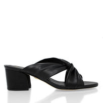 LINDA 55 - Black Regina Romero Low Heel Sandal Shoe for Women in Leather