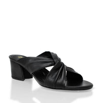 LINDA 55 - Black Regina Romero Low Heel Sandal Shoe for Women in Leather