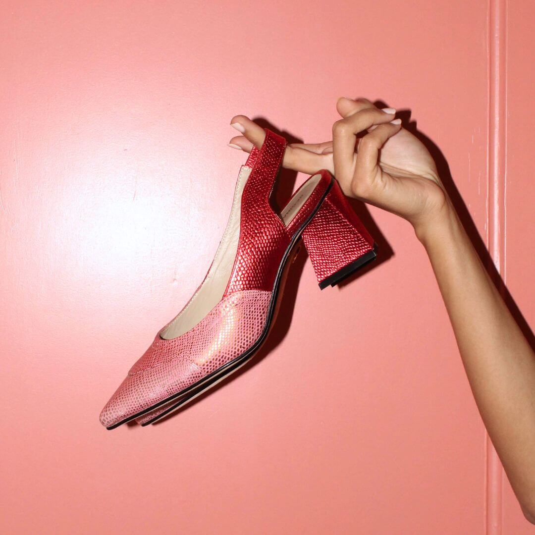 LIZZY 50 - Mix Scarlet Regina Romero Low Heel Sneaker Shoe for Women in Leather
