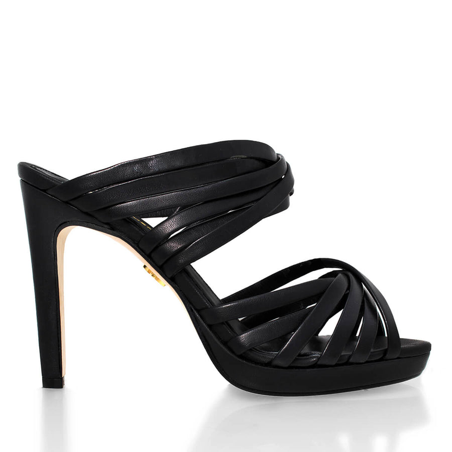 MINERVA 105 - Negro Regina Romero Zapato Zapatilla Tacon Alto Para Dama en Piel
