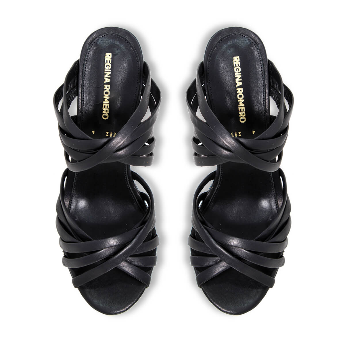 MINERVA 105 - Negro Regina Romero Zapato Zapatilla Tacon Alto Para Dama en Piel