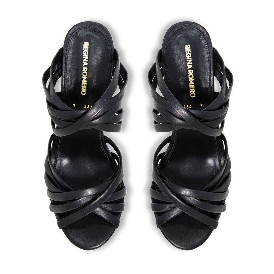 MINERVA 105 - Negro Regina Romero Zapato Zapatilla Tacon Alto Para Dama en Piel