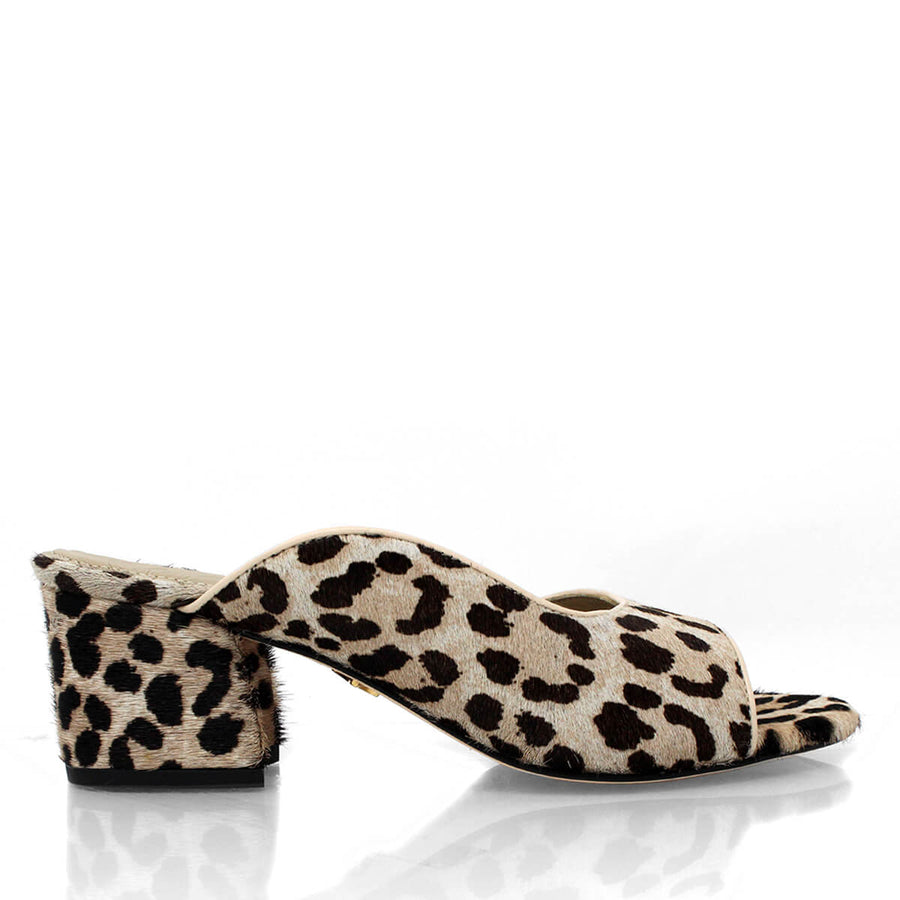MIAMI 55 - Latte Regina Romero Low Heel Sandal Slipper Shoe for Women in Leather