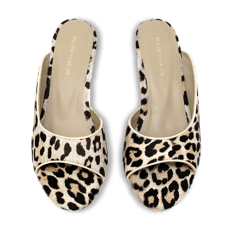 MIAMI 55 - Latte Regina Romero Low Heel Sandal Slipper Shoe for Women in Leather