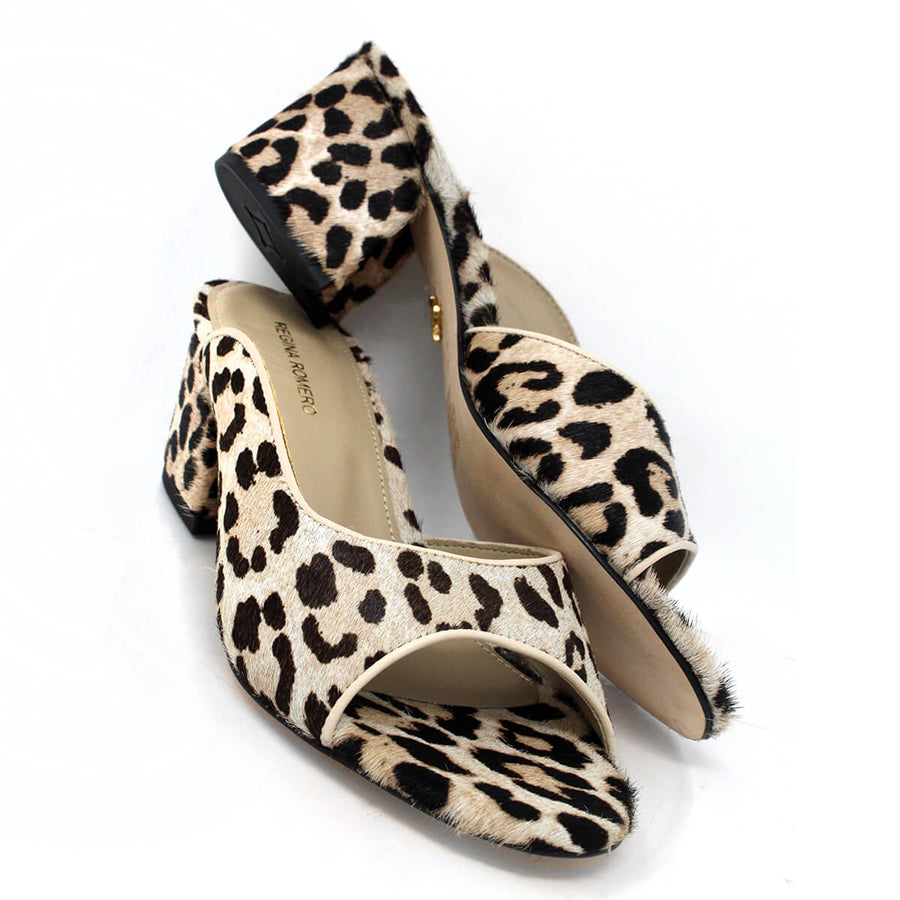MIAMI 55 - Latte Regina Romero Low Heel Sandal Slipper Shoe for Women in Leather