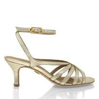MIRA 60 - Champagne Regina Romero Zapato Sandalia Zapatilla Tacon Bajo Para Dama en Piel