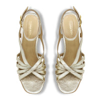 MIRA 60 - Champagne Regina Romero Zapato Sandalia Zapatilla Tacon Bajo Para Dama en Piel