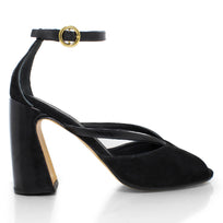 CAPRI 95 - Negro Regina Romero Zapato Zapatilla Tacon Alto Para Dama en Piel