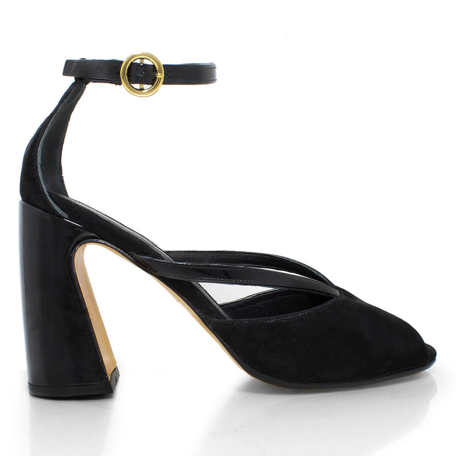 CAPRI 95 - Negro Regina Romero Zapato Zapatilla Tacon Alto Para Dama en Piel