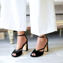 CAPRI 95 - Negro Regina Romero Zapato Zapatilla Tacon Alto Para Dama en Piel