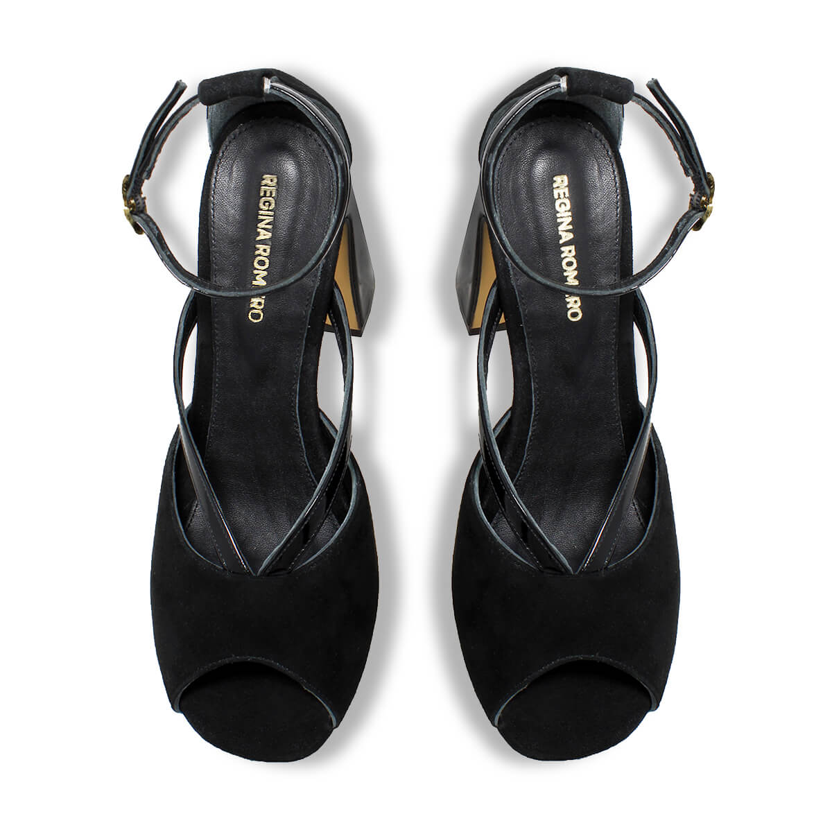 CAPRI 95 - Negro Regina Romero Zapato Zapatilla Tacon Alto Para Dama en Piel