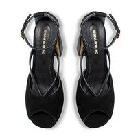 CAPRI 95 - Negro Regina Romero Zapato Zapatilla Tacon Alto Para Dama en Piel