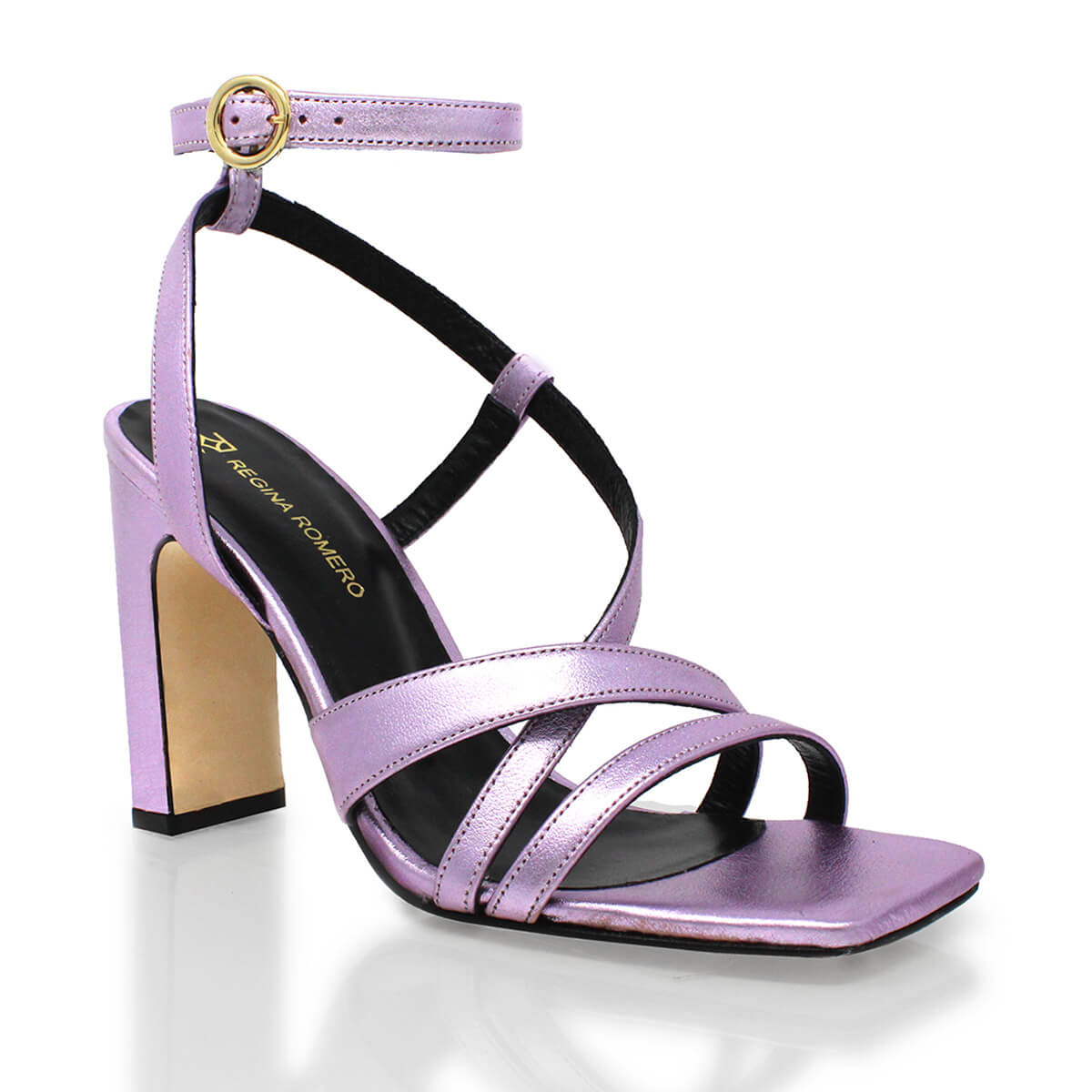 PIA 100 - Esmeralda Regina Romero High Heel Sandal Shoe for Lady in Leather