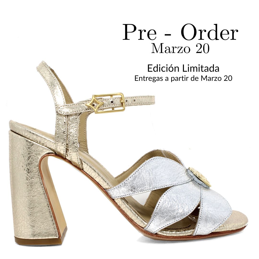 TRIXIE 95 - Oro Y Plata Regina Romero Zapato Zapatilla Tacon Alto Para Dama en Piel
