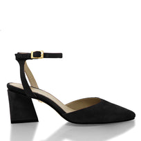 URSULA 50 - Black Suede Regina Romero Low Heel Sneaker Shoe for Women in Leather