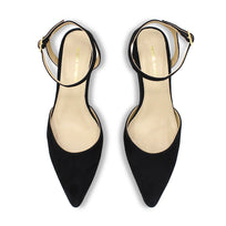 URSULA 50 - Black Suede Regina Romero Low Heel Sneaker Shoe for Women in Leather