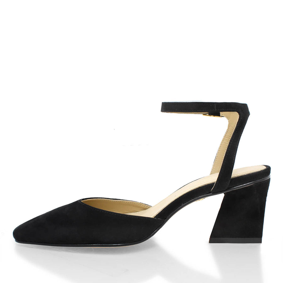 URSULA 50 - Black Suede Regina Romero Low Heel Sneaker Shoe for Women in Leather
