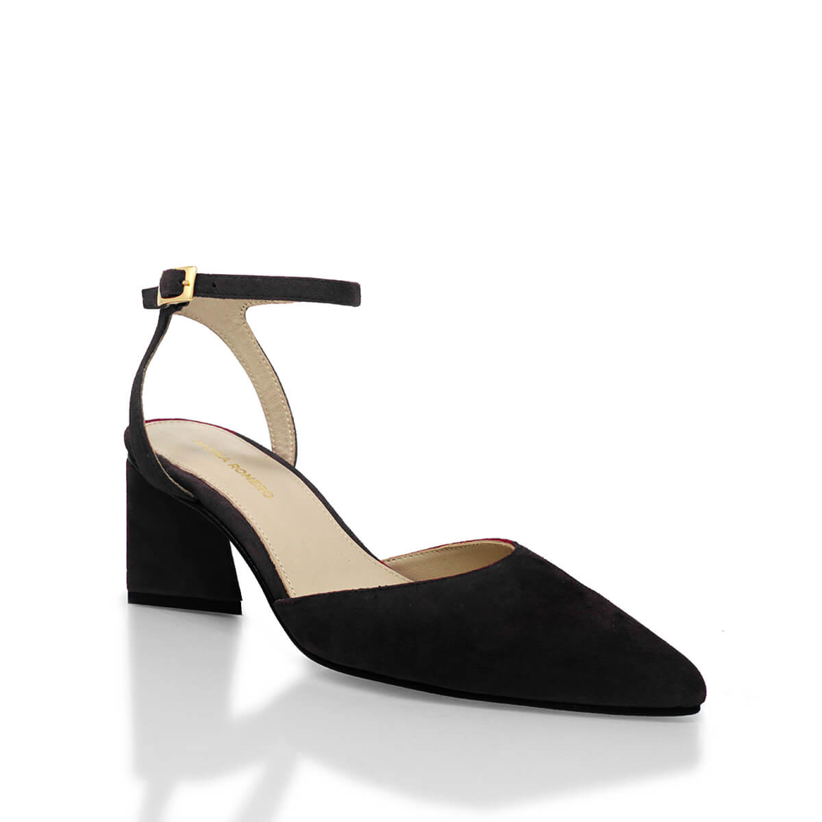URSULA 50 - Black Suede Regina Romero Low Heel Sneaker Shoe for Women in Leather