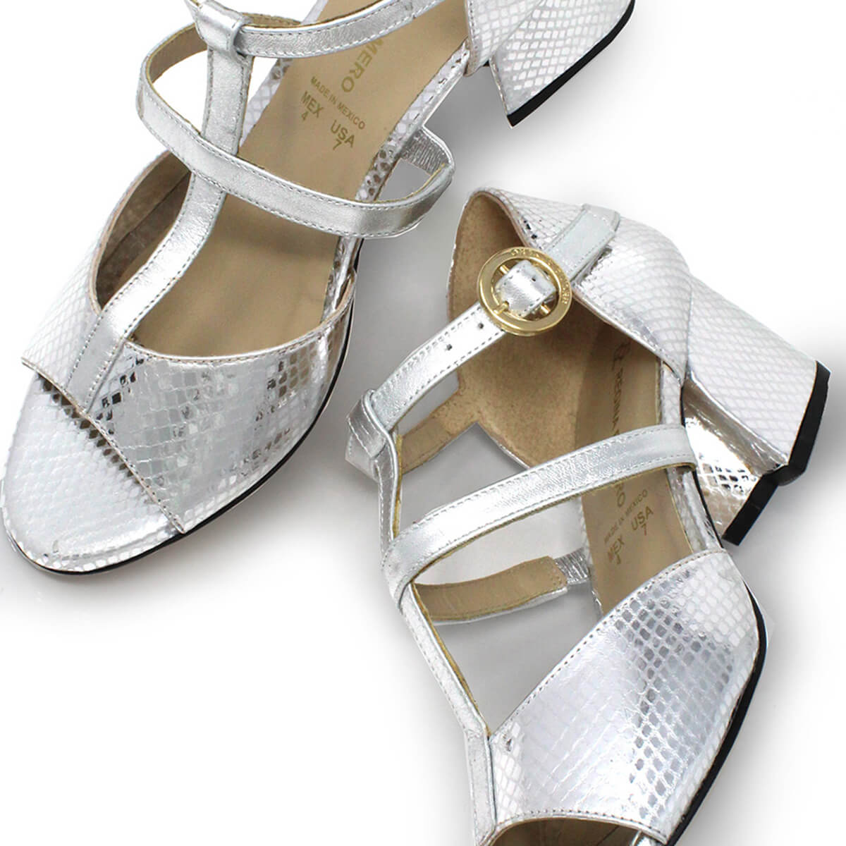 VALERY 55 - Silver Regina Romero Low Heel Sandal Slipper Shoe for Women in Leather