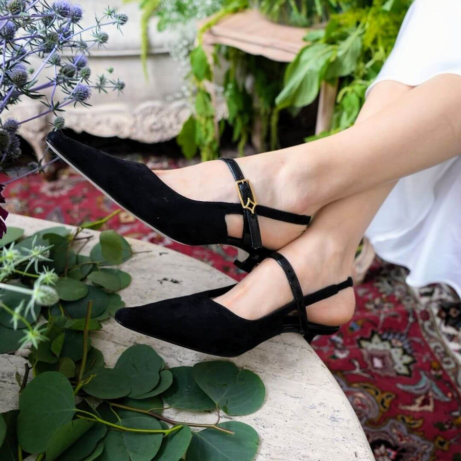 VANINA 30 - Negro Regina Romero Zapato Zapatilla Tacon Bajo Para Dama en Piel
