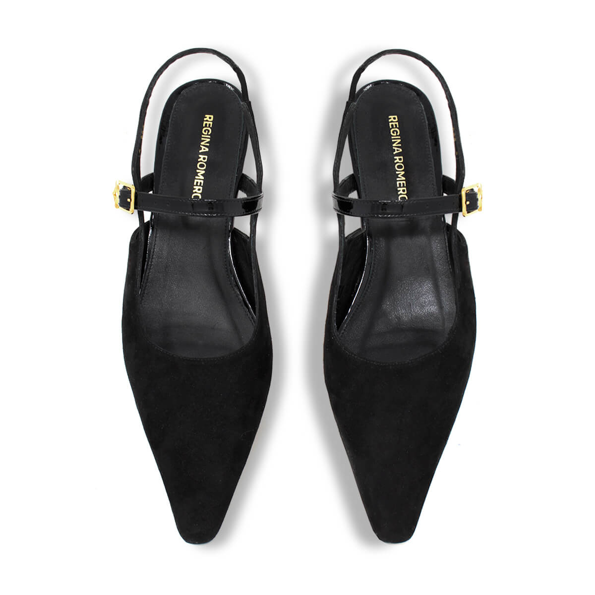 VANINA 30 - Negro Regina Romero Zapato Zapatilla Tacon Bajo Para Dama en Piel