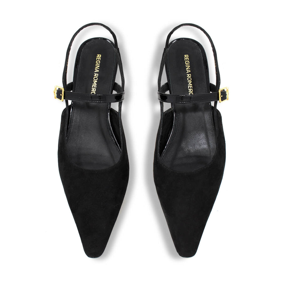 VANINA 30 - Negro Regina Romero Zapato Zapatilla Tacon Bajo Para Dama en Piel