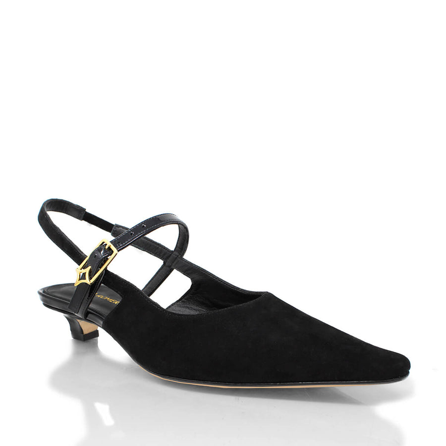 VANINA 30 - Negro Regina Romero Zapato Zapatilla Tacon Bajo Para Dama en Piel
