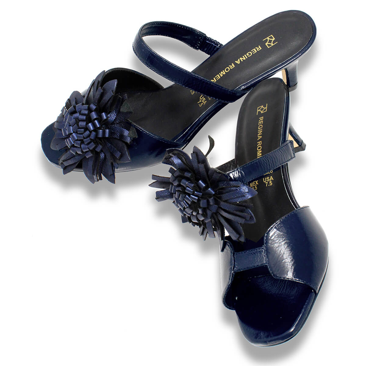 VEGA 60 LIMITED EDITION - Fleur Bleue Regina Romero Low Heel Sandal Slipper Shoe for Women in Leather