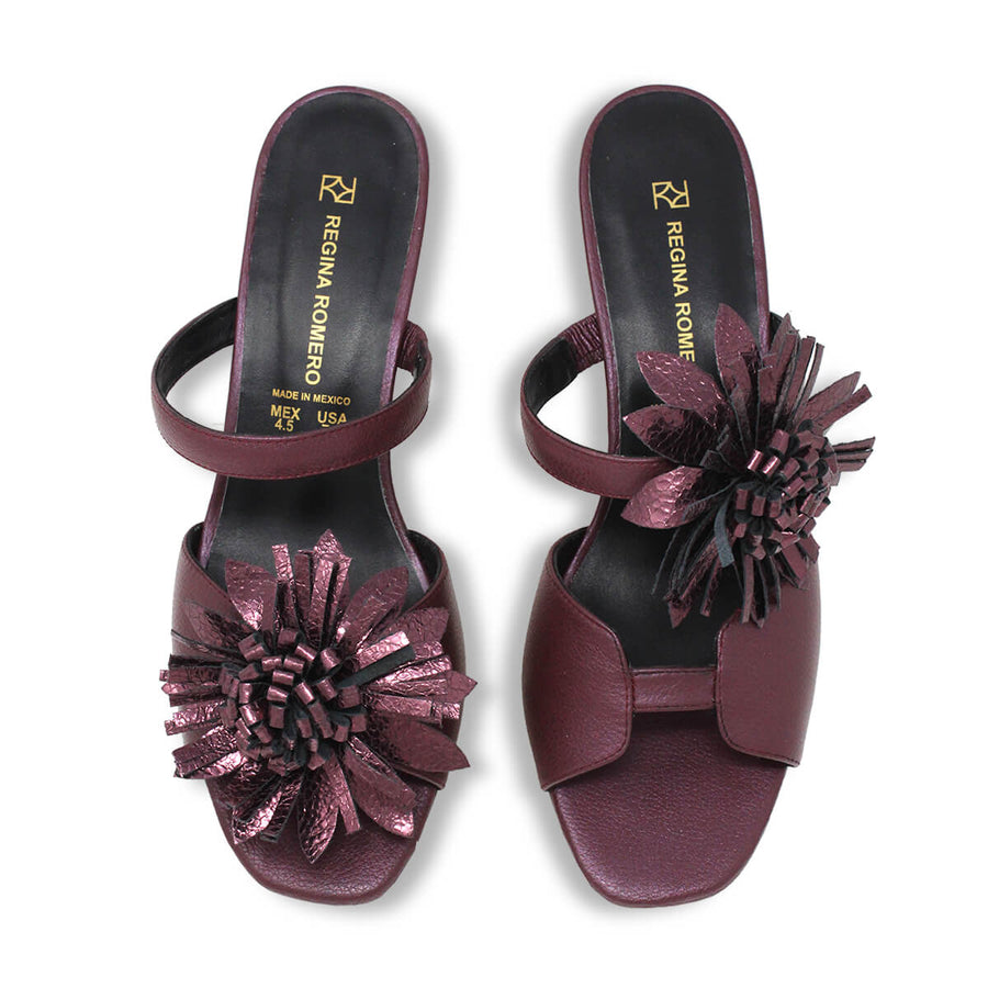 VEGA 60 LIMITED EDITION - Fleur Vin Regina Romero Low Heel Sandal Slipper Shoe for Women in Leather