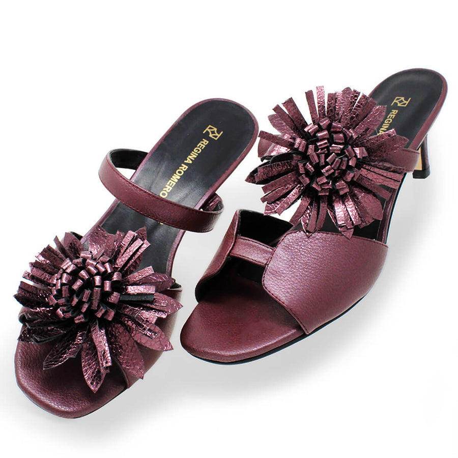 VEGA 60 LIMITED EDITION - Fleur Vin Regina Romero Low Heel Sandal Slipper Shoe for Women in Leather