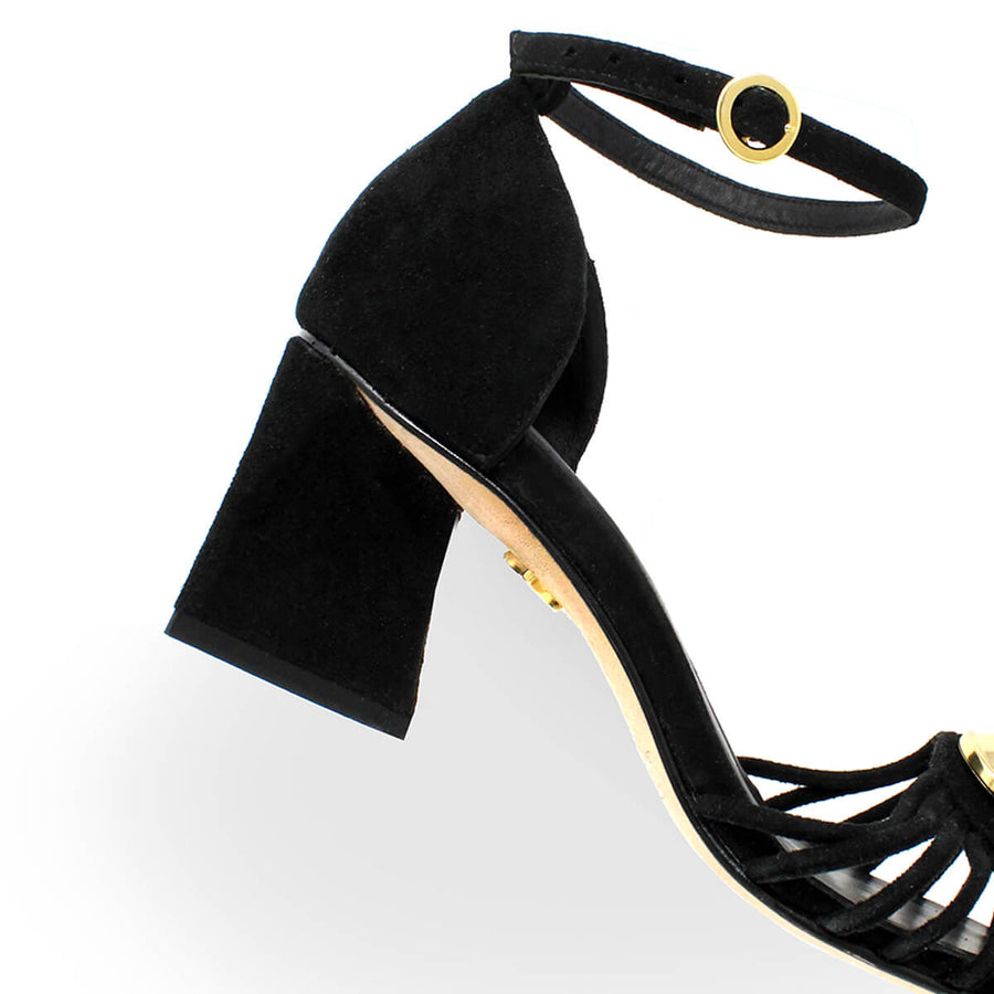 VENECIA 50 - Ante Negro Regina Romero Zapato Zapatilla Tacon Bajo Para Dama en Piel