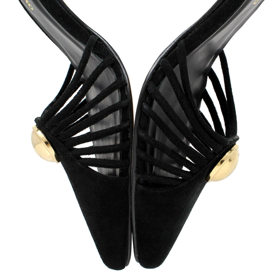 VENECIA 50 - Ante Negro Regina Romero Zapato Zapatilla Tacon Bajo Para Dama en Piel