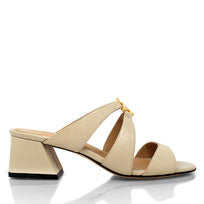 VINCI 50 - Beige Regina Romero Zapato Sandalia Zapatilla Tacon Bajo Para Dama en Piel