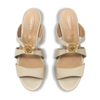 VINCI 50 - Beige Regina Romero Zapato Sandalia Zapatilla Tacon Bajo Para Dama en Piel