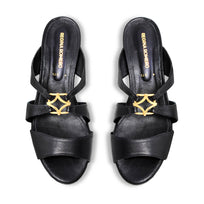 VINCI 50 - Negro Regina Romero Zapato Sandalia Zapatilla Tacon Bajo Para Dama en Piel