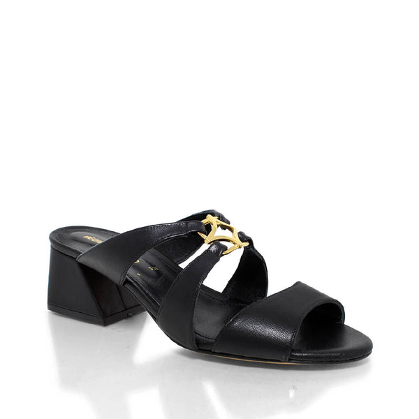 Sandalias Vinci 50 Regina Romero en piel color negro, tacon medio