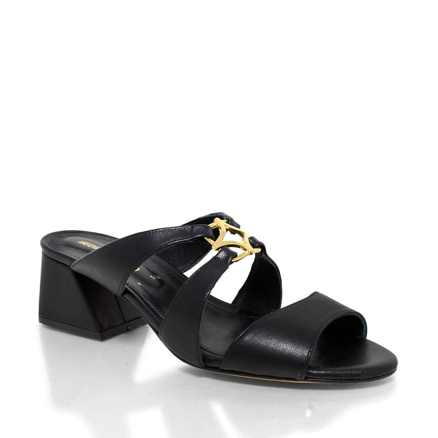 VINCI 50 - Negro Regina Romero Zapato Sandalia Zapatilla Tacon Bajo Para Dama en Piel