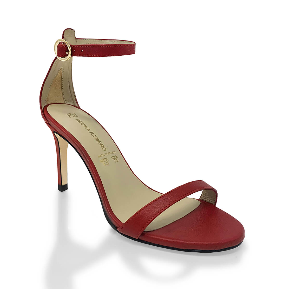 YVETTE 85 - Red Regina Romero High Heel Sandal Shoe for Women in Leather