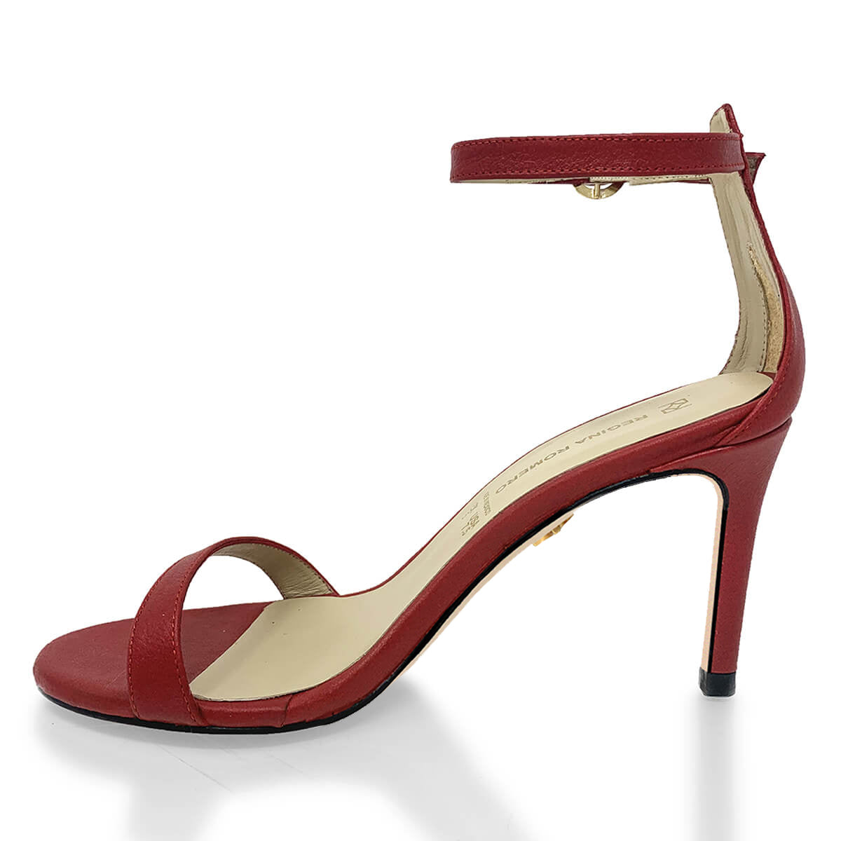 YVETTE 85 - Red Regina Romero High Heel Sandal Shoe for Women in Leather