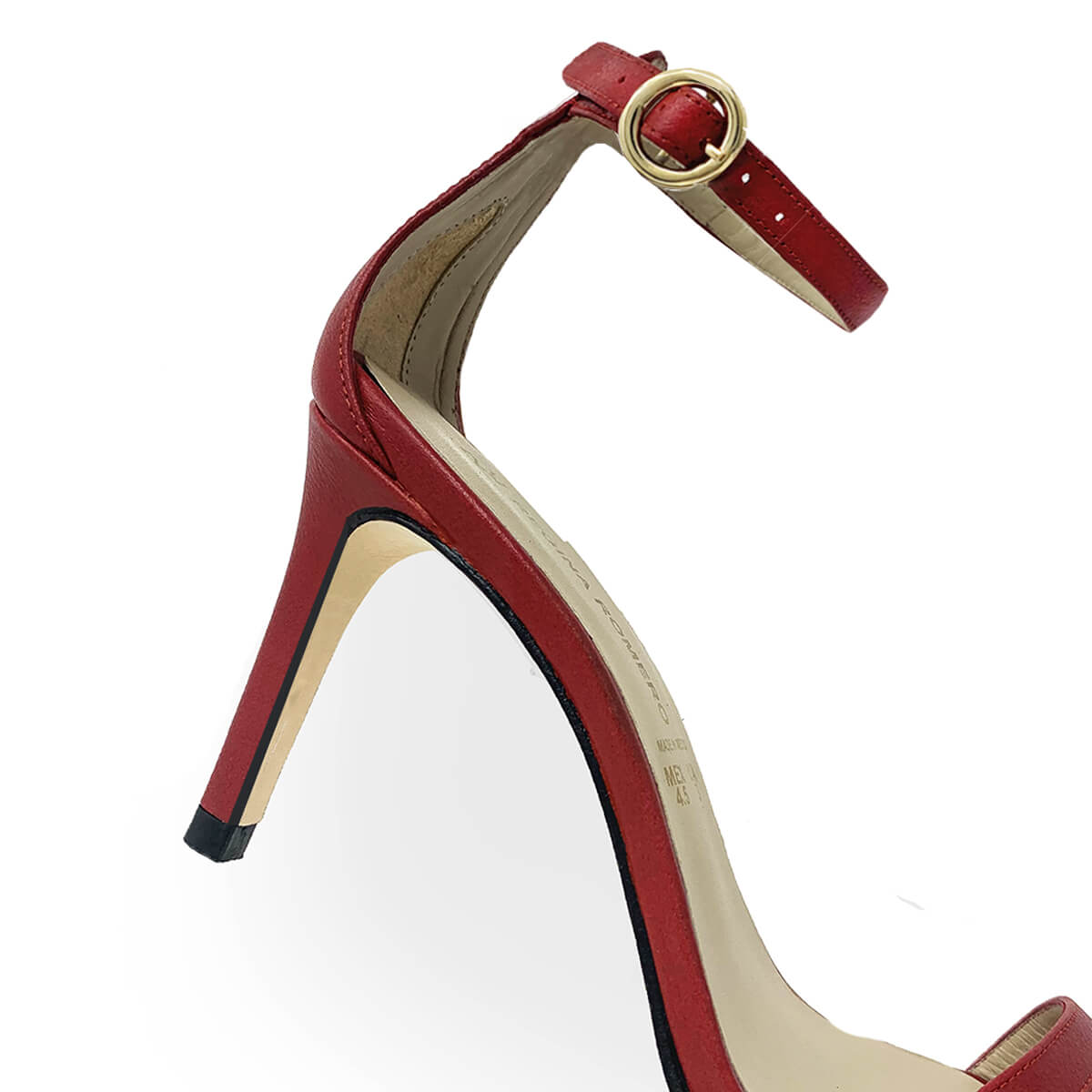 YVETTE 85 - Red Regina Romero High Heel Sandal Shoe for Women in Leather