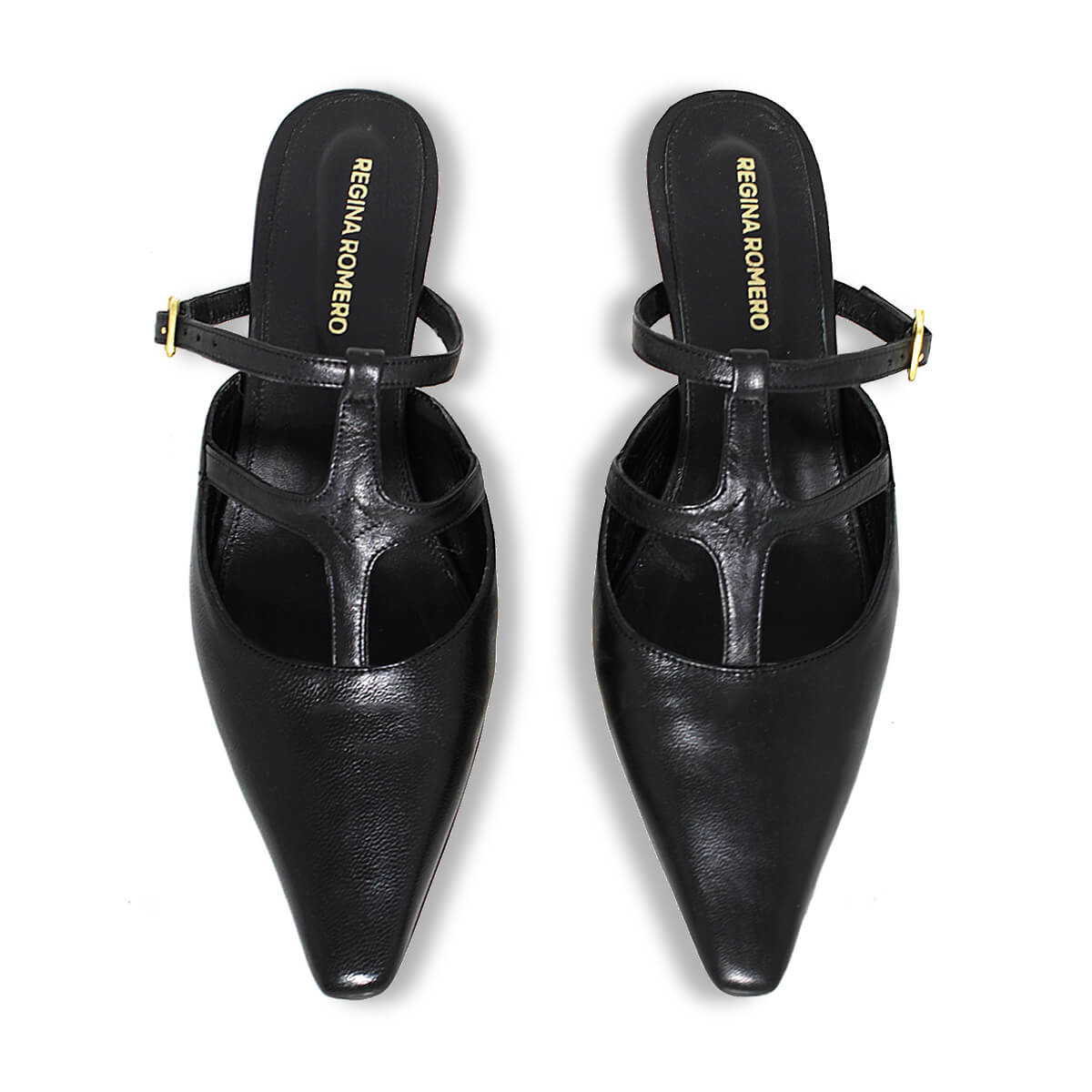 SILVIA 30 - Negro Regina Romero Zapato Zapatilla Tacon Bajo Para Dama en Piel