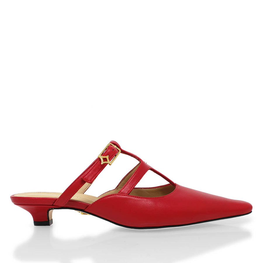 SILVIA 30 - Rojo Regina Romero Zapato Zapatilla Tacon Bajo Para Dama en Piel